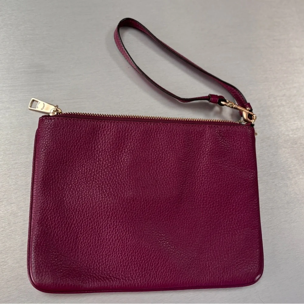Coach Berry Purple/ Striped Leather Pouch /Wristlet